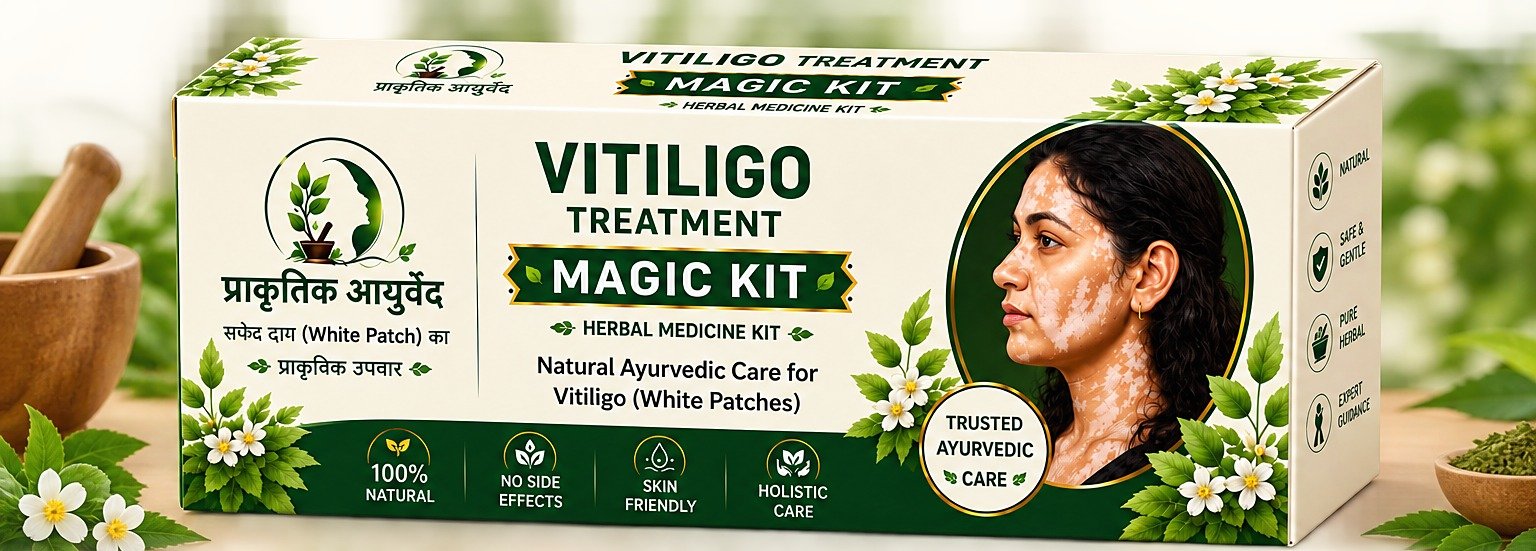 Prakirtik Ayurved Vitiligo Treatment Magic Kit box — Ayurvedic herbal medicine kit for white patch skin care